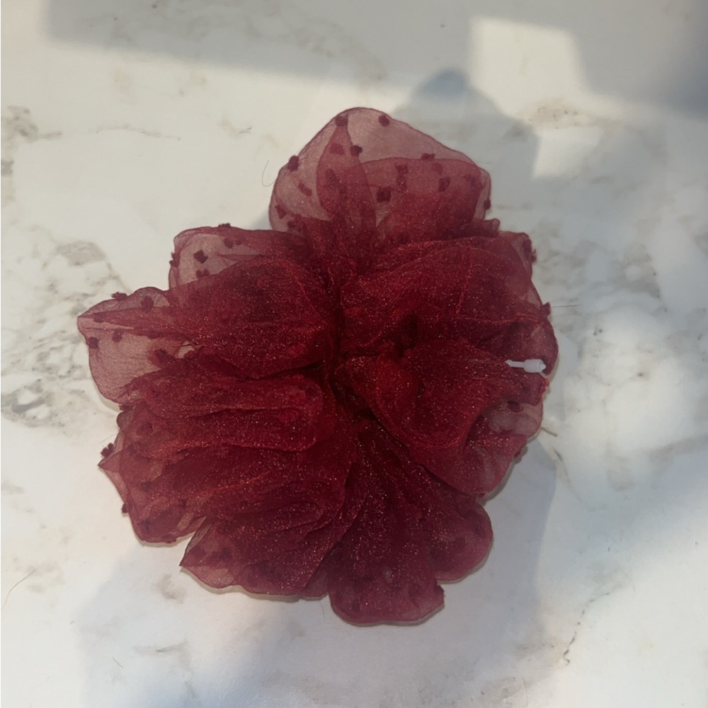 Icing Deep Red Sheer Hair Scrunchie